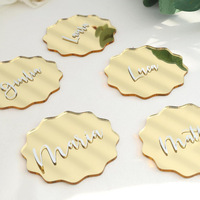 Numéros de table en acrylique doré effet miroir, forme vague moderne, modèle 00, pour mariages et événements, vierges à personnaliser (DIY), modèle chinois transfrontalier
