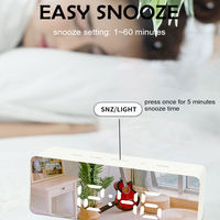 Horloge numérique LED électronique avec miroir, personnalisable, pour chambre à coucher, bureau, salle de classe, étude, avec fonction de charge et alarme, pour la maison