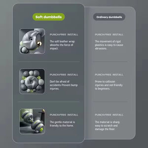 Haltères réglables en caoutchouc souple avec connecteur, ensemble de poids libres en caoutchouc souple pour la maison, adaptés aux hommes et aux femmes - Product Image 4