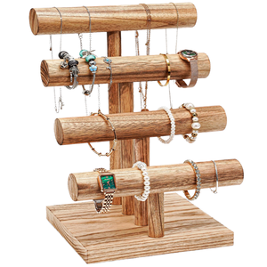 Présentoir à bijoux en bois à 4 niveaux pour la vente en gros, support de rangement pour bracelets et joncs en forme de T pour la décoration intérieure - Product Image 1