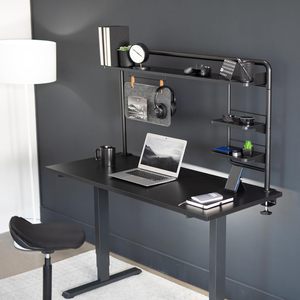 Estante de escritorio moderno de 2 niveles con abrazadera, organizador de mesa encima o debajo del escritorio, almacenamiento de escritorio para oficina en casa con estilo - Product Image 6
