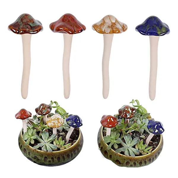 Custom Ceramic Mushrooms Garden Decoration Mini Colorful Mushroom Yard Art Mushroom Ornaments Toadstool Fairy Garden Decor