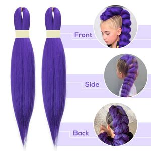 Long violet tressage cheveux pré-étiré synthétique tressage extensions de cheveux pour tresses, scène fête Halloween Costume Cosplay - Product Image 4