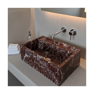 Modern White Marble Bathroom Vanity Wooden Cabinet - Product Image 1