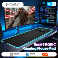 Tuya Smart Home WiFi Smart LED tapis de souris RGBIC 16 millions de couleurs lumière bricolage tapis de bureau tapis étanche pour ordinateur de jeu PC
