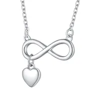 Pendentif fantaisie en argent Sterling 925, collier à breloque en forme de cœur, symbole infini, romantique, pour la saint-valentin