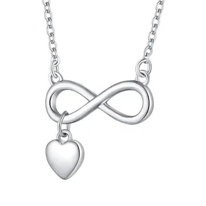 Love Heart Charm Pendant Necklace 925 Sterling Silver Fancy Romantic Necklaces Fashion Necklace Jewelry Women Eternity