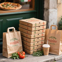 Emballages pour pizzas et hamburgers à emporter, papier kraft, laminage mat, recyclables, jetables, logo personnalisé, emballage pour la restauration rapide