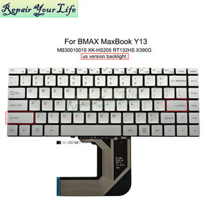 Teclado Retroiluminado Plateado para Portátil en Inglés Estadounidense para <span class=keywords><strong>BMAX</strong></span> MaxBook <span class=keywords><strong>Y13</strong></span> 13.3 MB30010010 XK-HS205 RT132HS X390G, Nuevo y en Oferta - Product Image 2