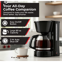 Cafetera de Goteo Programable ANBOLIFE de 12 Tazas con Opciones de Preparación Regular y Fuerte |   Función de Pausa Automática y Vertido