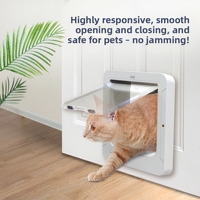 Porte pour animaux de compagnie intelligente à induction RFID avec télécommande, verrouillage 4 directions, accès exclusif pour chats et petits chiens avec étiquettes d'identification