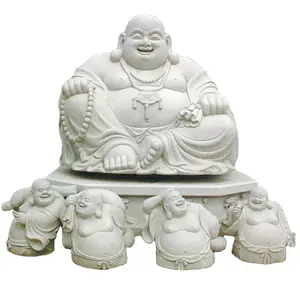 รูปปั้นพระพุทธรูปของชาวจีน,หินหยกสีขาวแกะสลักหินหยกรูปปั้นเจ้าแม่โจ้ท่าที่โชคดียิ้มได้