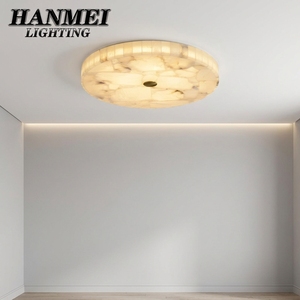 Plafonnier LED circulaire moderne et minimaliste de style chinois avec interrupteur en métal et marbre, CRI 95 élevé pour chambre à coucher HM-Y - Product Image 3