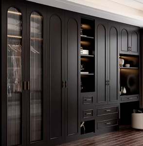 Fabricant d'armoires, armoires de chambre à coucher en bois mélaminé de luxe modernes personnalisées, système de dressing en forme de U pour hôtel et salle à manger - Product Image 1