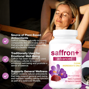 Complément alimentaire avancé au safran, 60 capsules végétariennes, bonheur et énergie quotidiens, ingrédients propres, complément naturel au safran - Product Image 3