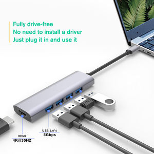 Docking Station in Lega di Alluminio a 5 Porte, Adattatore Multiporta da Tipo C a HDMI 4K e 4 <span class=keywords><strong>USB</strong></span> 3.0, <span class=keywords><strong>Hub</strong></span> <span class=keywords><strong>USB</strong></span> C 5 in 1 - Product Image 1