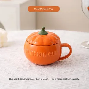 Halloween <strong>Ceramic</strong> Pumpkin <strong>Cup</strong> for Women Modern High-Looking Mug Lid for Milk Oatmeal Breakfast <strong>Instant</strong> <strong>Noodles</strong> Steamed Egg Bowl