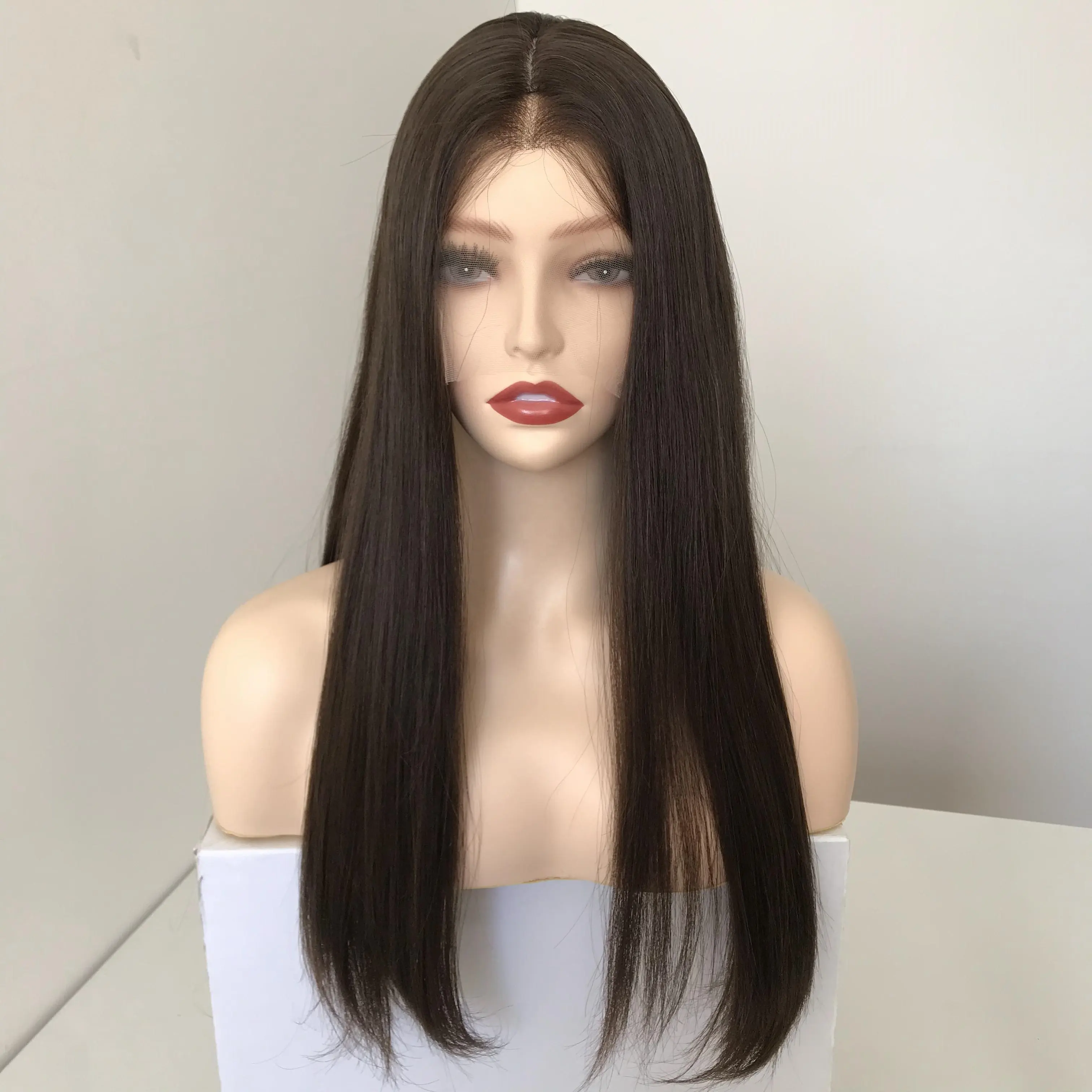 LXF01 Best Quality 4x4 Silk Base European unprocessed Human Hair HD Deep Lace Front Jewish Skin Top Kosher Sheital Wig