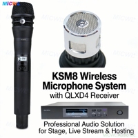 Système de microphone sans fil UHF KSM8, micro dynamique cardioïde portable, récepteur QLXD4, performance sur scène, diffusion en direct, conférence