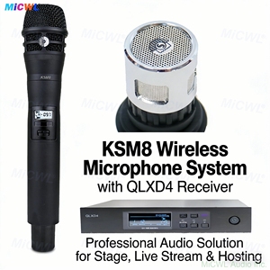 Système de microphone sans fil UHF KSM8, micro dynamique cardioïde portable, récepteur QLXD4, performance sur scène, diffusion en direct, conférence - Product Image 5