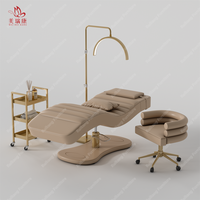 Lit d'extension de cils incurvé rose pour esthéticienne, salon de spa de luxe personnalisé de luxe