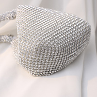 Bolso de Mano Tipo Clutch de Noche con Asa Suave en Forma de Triángulo de Diamantes BOSHIHO, Bolso Pequeño de Fiesta con Pedrería Hecho a Mano, 14x16x7cm para Mujer