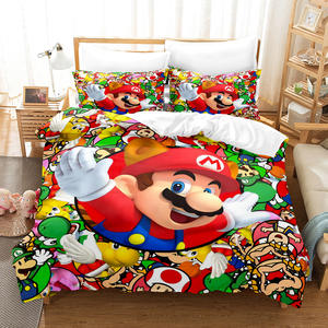 2026 Set Sprei Kartun Baru Marios Remaja Anak-Anak Super Lembut Katun Poliester Selimut Penutup Selimut Sarung Bantal Set Seprai - Product Image 2