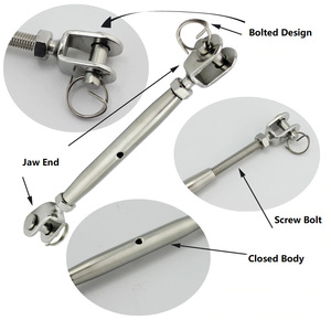 Tensor de acero inoxidable cerrado M12 con mordaza y ojo de 80 mm para aparejos marinos y aplicaciones de navegación en embarcaciones - Product Image 5