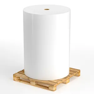 ג 'מבו רול 70gsm 80gsm העברת התרמית תווית נייר מבריק חצי מבריק עם 58gsm לבן גליסין תווית חומר גלם