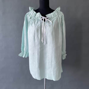 Off-shoulder Ruffled <strong>Linen</strong> <strong>Top</strong> - Product Image 5