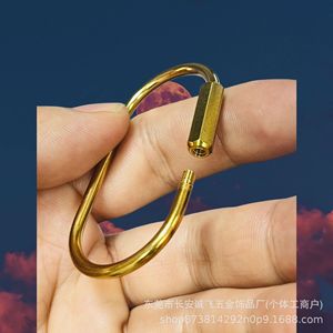 Brass Oval <b>Key</b> <b>Ring</b> Copper Screw Buckle Simple Car Keychain DIY Jewelry <b>Accessory</b> - Product Image 4