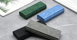 Handmade High-End Recyclable Flip Glasses Case with Rigid Paper Core and Soft Sheepskin Faux Leather Magnetic Closure - Product Image 3