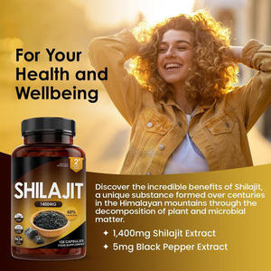 OEM Shilajit 120 Cápsulas Veganas 1400mg 60% Ácido Fúlvico Extrato de Pimenta Preta Suplemento Alimentar para Homens e Mulheres Aumenta a Energia - Product Image 3