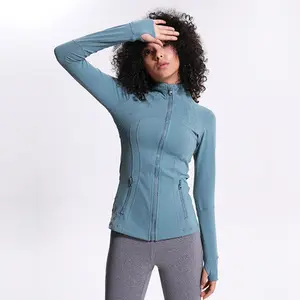 2021新款瑜伽运动外套女士尼龙弹力拉链跑步瑜伽长袖上衣