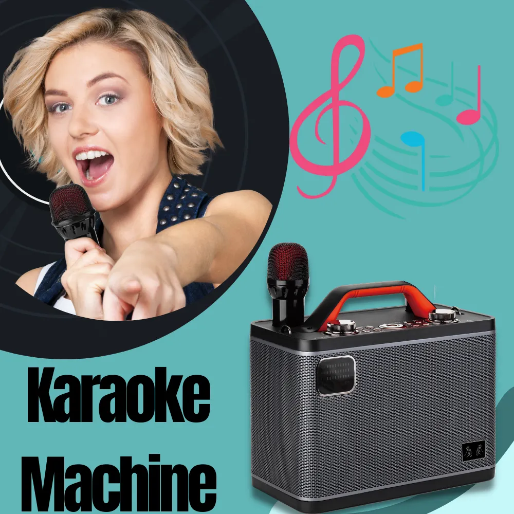 Sıcak taşınabilir bluetooth'lu hoparlör 25w iki mikrofon Karaoke makinesi parti kutusu taşınabilir Karaoke hoparlörü