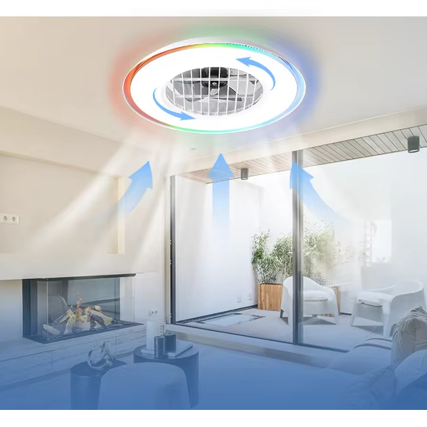 Ceiling Fan With Lights and Remote Control, Enclosed Ceiling Fan BLDC Motor, 4 Colors Dimmable LED Flush Mount Ceiling Light