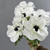 Fleurs d'anémone artificielles réalistes en vrac, tige unique, en latex, réutilisables, parfaites pour les bouquets de mariage, les remises de diplômes et la décoration intérieure