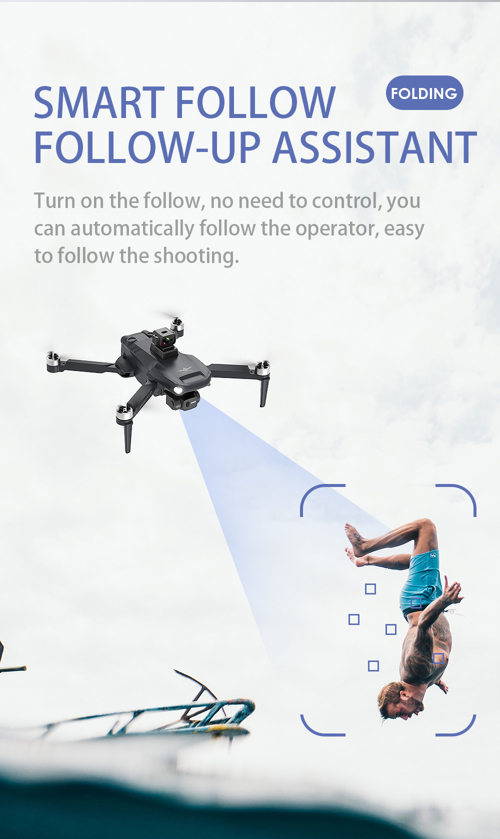 KFPLAN KF106 Drone, FOLDING SMART FOLLOW-UP ASSISTANT Turn on the follow