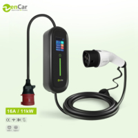 ZenCar 16A 11kW Chargeur de voiture électrique intelligent 3 phases Station de recharge portable pour véhicules électriques avec prise IEC62196 Type 2 Câble de 5 m