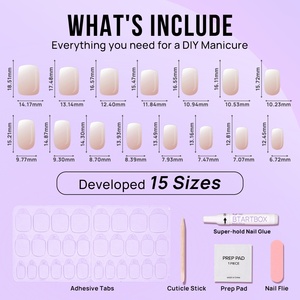 Uñas postizas de gel suave de marca privada, 30 unidades, cortas cuadradas, de presión, con diseño de gel rosa degradado - Product Image 5