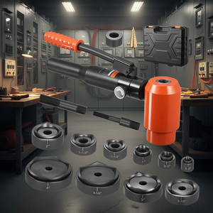 Kit de poinçonnage hydraulique 15 tonnes avec 10 matrices pour armoires électriques métalliques, panneaux de commande et outils de découpe de trous - Product Image 2