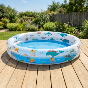 Bañera Inflable de PVC de 180 Litros, 120*120*20 CM, Animales Acuáticos, Color Azul, para Niños de 2 a 4 Años, Diversión en la Piscina - Product Image 3