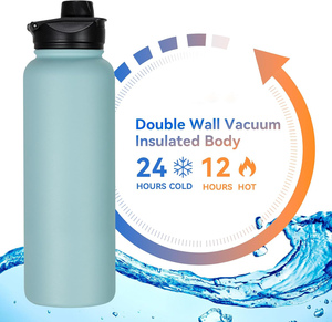 OEM 32oz 40oz Double Wall Vacuum <b>Flask</b> Insulated Eco-Friendly Stainless Steel Sport Water Bottle Custom Handle Lids 6-12 Hours - Product Image 2