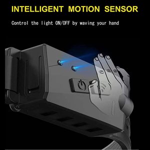防水350ルーメン軽量ヘッドランプCOB230度LEDワイドビーム充電式シリコンヘッドランプ、モーションセンサー付き - Product Image 4