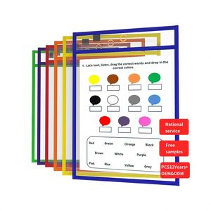 Custom Price Clear <b>Plastic</b> Reusable Dry Erase <b>Pockets</b> Black Sheets for Classroom Use Teacher Supplies Office & School Supplies - Product Image 1