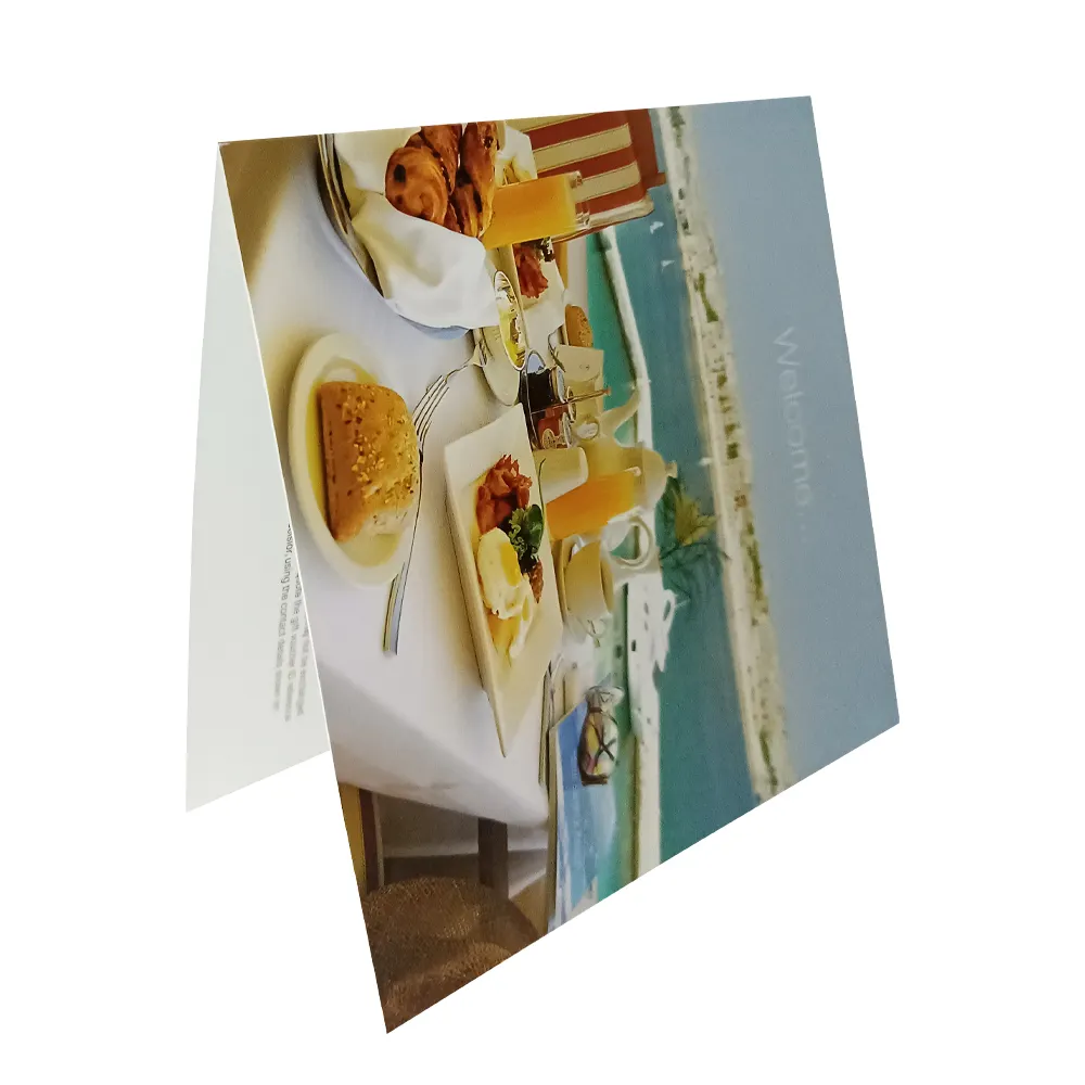 Impressão offset publicidade brochura pamplet restaurante bilhetes 10000 MOQ hotel jantar voucher
