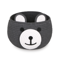 Panier de rangement multifonctionnel mignon en forme d'ours, avec poignées en corde de coton, écologique, décoration de chambre d'enfant, organisation de la crèche, maison