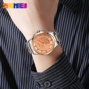 Skmei 9321 Xem Nhà Sản Xuất Biểu Tượng Tùy Chỉnh Thương Hiệu Của Bạn Thủy Tinh Thạch Anh Thời Gian Ngày Người Đàn Ông Vàng Đồng Hồ - Product Image 4