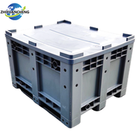 Récipient en plastique empilable, grande palette ventilée/robuste, boîte/bac de 1200 litre avec couvercle/roue pour le stockage, 1000x760x600mm
