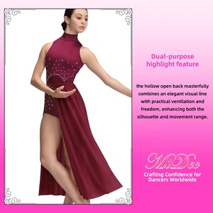 MiDee Abito da Danza Lirica Elegante con Strass per Donne Adulte, Costume da Esibizione Senza Maniche con Schiena Scoperta - Product Image 5